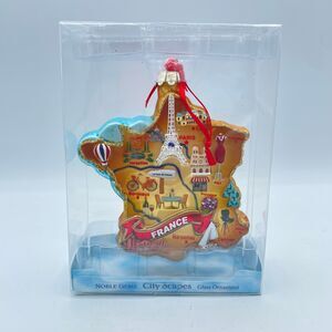 Kurt Adler Noble Gems France Cityscapes Glass Ornament - Eiffel Tower Map Boxed